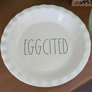 Rae Dunn, Eggcited Pie Plate. Ruffled edge. New without tags.